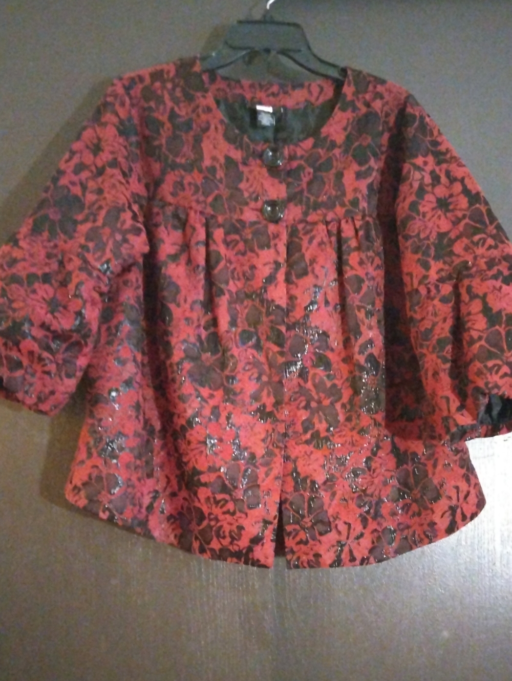 Studio 1940 Red and Black Floral Brocade Jacket